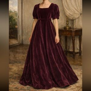 Vintage Regency style Jane Austen pride & prejudice bridgerton Velvet Dress Sz 2